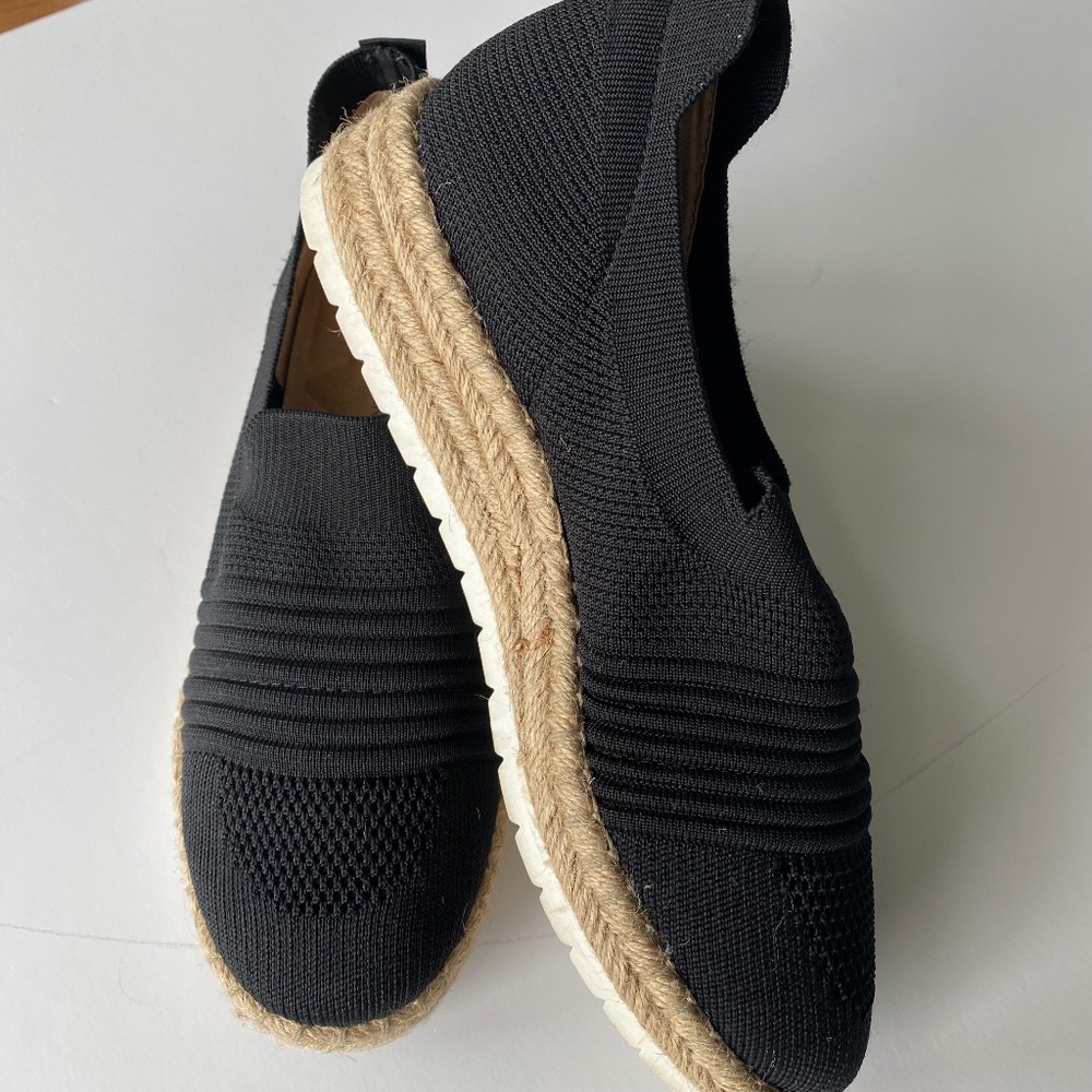 Adrienne Vittadini "Niko" Black Stretch Sport Espadrilles, Slip-on - SZ 10